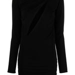 Black cut-out long sleeve dress with diagonal chest opening — Versace | Endless UAE