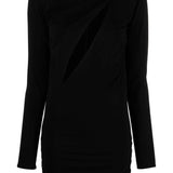 Black cut-out long sleeve dress with diagonal chest opening — Versace | Endless UAE