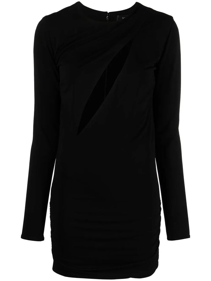 Black cut-out long sleeve dress with diagonal chest opening — Versace | Endless UAE
