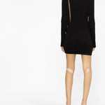 Black cut-out long sleeve dress with diagonal chest opening — Versace | Endless UAE