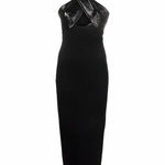 Black midi dress with criss-cross leather halter neckline and cut-out detail — Courrèges | Endless UAE
