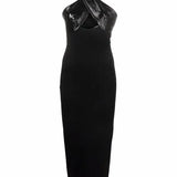 Black midi dress with criss-cross leather halter neckline and cut-out detail — Courrèges | Endless UAE