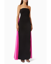 Black strapless maxi dress with vibrant pink side panels — Solace London | Endless UAE