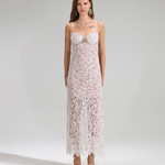 White lace maxi dress with embellished bustier top and cutout detail — Self-Portrait | Endless UAE