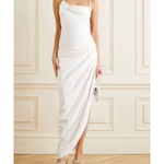 White asymmetric draped twill dress with thin straps — Jacquemus | Endless UAE