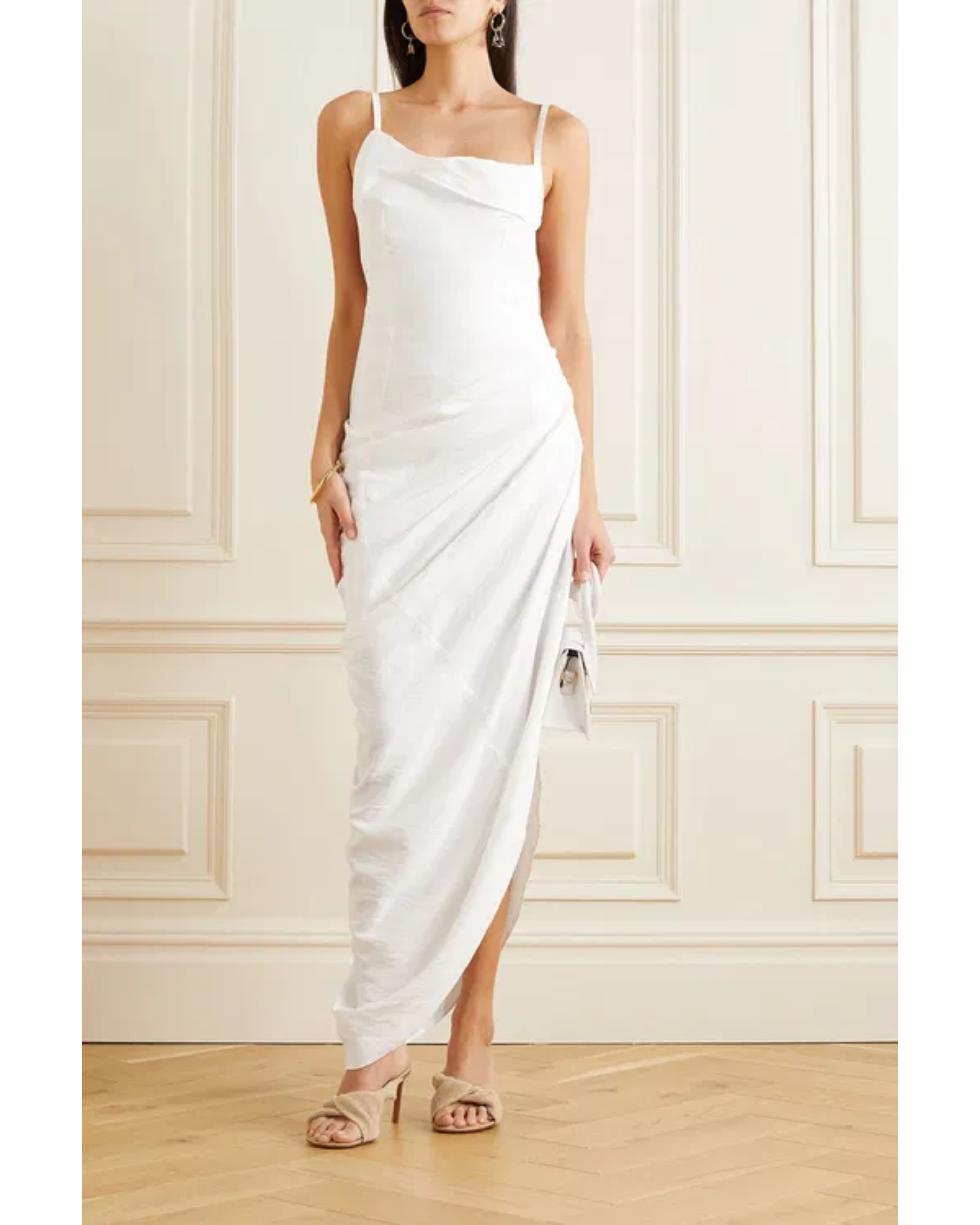 Saudade Asymmetric Draped Twill Dress