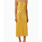 Gold sequin midi dress with beaded straps and scoop neckline — Alexis | Endless UAE