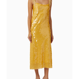 Gold sequin midi dress with beaded straps and scoop neckline — Alexis | Endless UAE