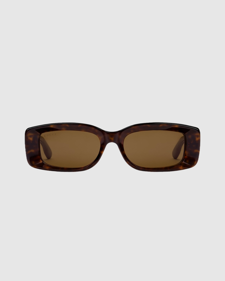 Tortoiseshell rectangular-frame sunglasses with brown lenses — Gucci | Endless UAE
