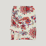 Asymmetric Ruched Printed Mini Skirt