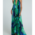 Opera Pleated Gown in green, navy and black with halter neckline — L'IDÉE | Endless UAE