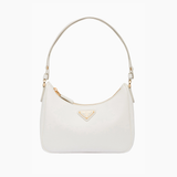 White Saffiano leather mini shoulder bag with triangular logo and gold hardware — Prada | Endless UAE