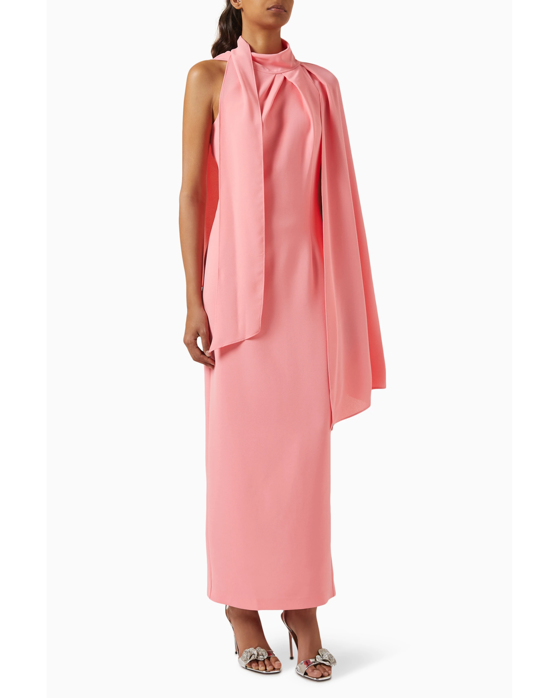 Pink sleeveless draped scarf maxi dress — Nass | Endless UAE
