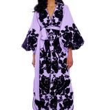 Roses Fully Wmbroidered Cotton Caftan Midi