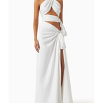 White halter maxi dress with cutout details and side slit — Bronx & Banco | Endless UAE