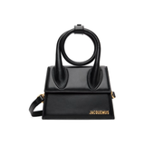 Black leather Knot Chiquito bag with curved handles and gold branding — Jacquemus | Endless UAE