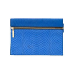 Blue snakeskin clutch with gold zip detail — Victoria Beckham | Endless UAE