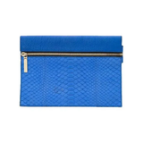 Blue snakeskin clutch with gold zip detail — Victoria Beckham | Endless UAE