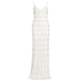 Amora ivory beaded gown with crystal embellishments and spaghetti straps — Monique Lhuillier | Endless UAE