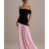 Venezia Bardot Puff-Skirt Maxi Dress