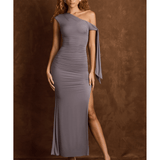 Prudy Off-Shoulder Ruched Tie-Detail Maxi Dress