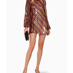 Harriet burgundy sequined mini dress with black velvet collar and cutout details — RIXO | Endless UAE