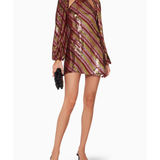 Harriet burgundy sequined mini dress with black velvet collar and cutout details — RIXO | Endless UAE