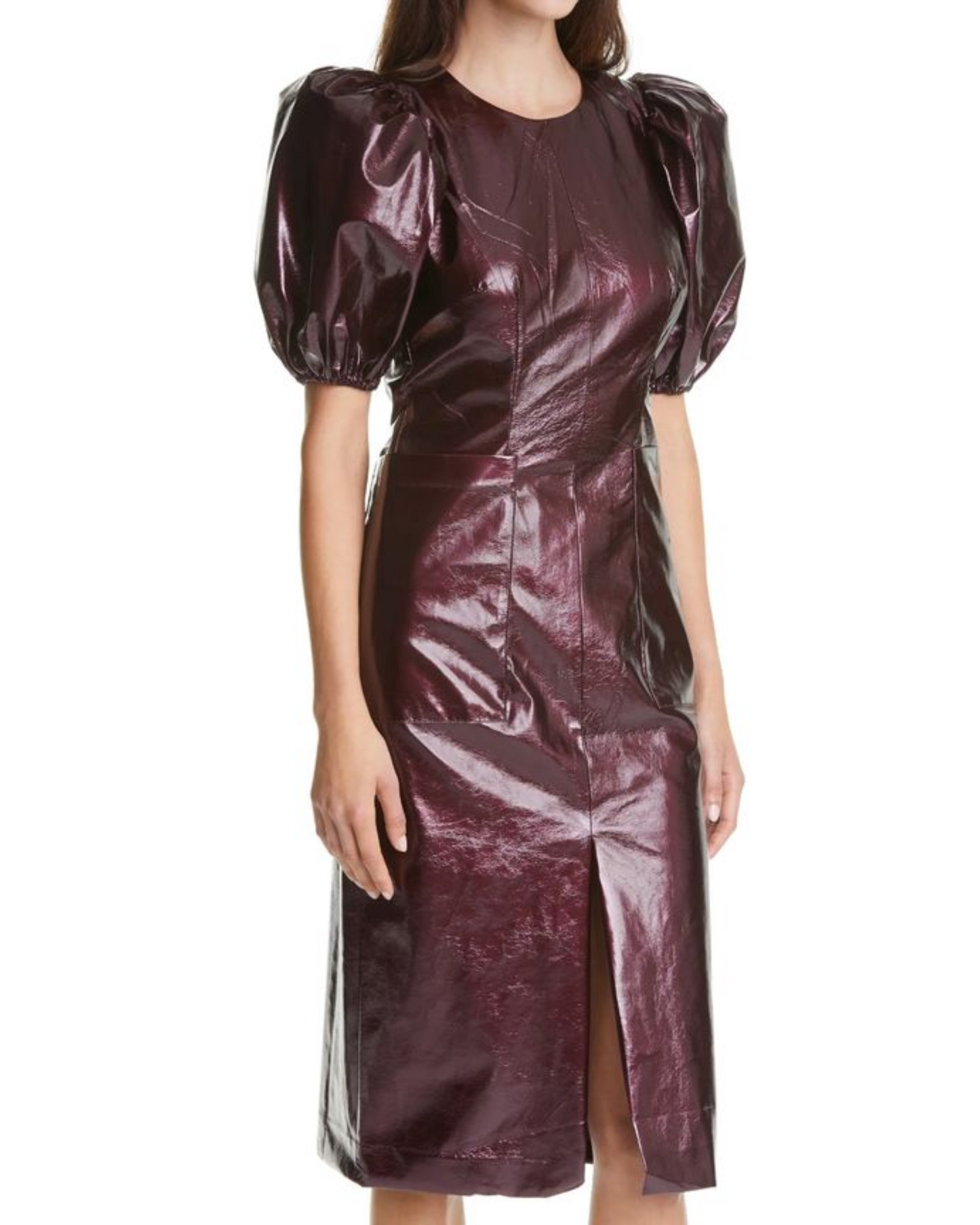 Burgundy Balloon Sleeve Dress