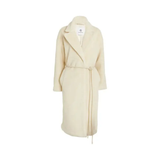 Cream faux fur long coat styled with cream cutout top, black cropped pants and black heels — Anine Bing | Endless UAE