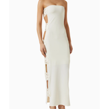 Hoja Rota white strapless maxi dress with side cutouts — Bahia Maria | Endless UAE