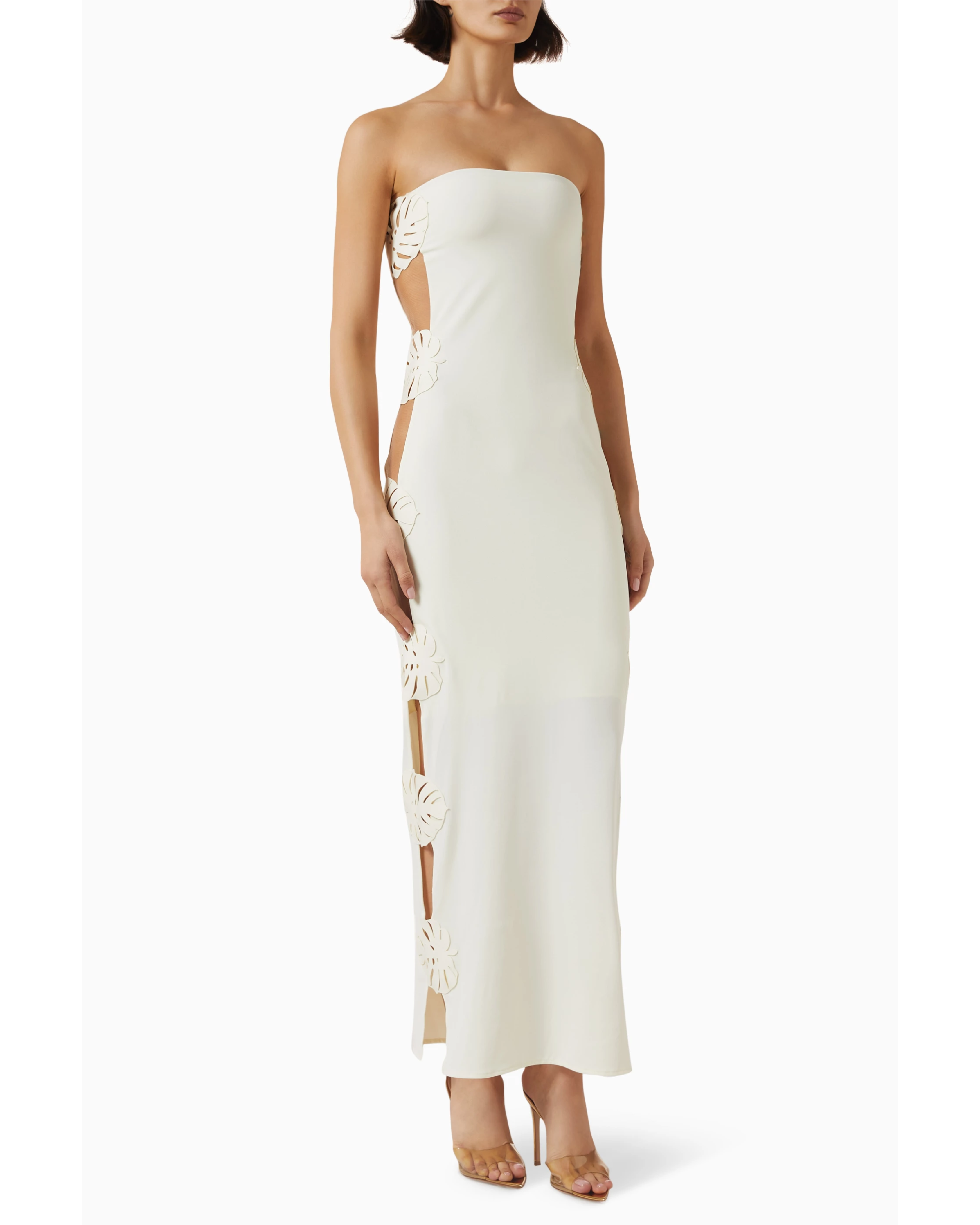 Hoja Rota white strapless maxi dress with side cutouts — Bahia Maria | Endless UAE
