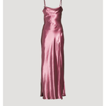 Nadine Satin Slip Dress in mauve, cowl neckline, thin straps — LoveShackFancy | Endless UAE