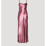Nadine Satin Slip Dress in mauve, cowl neckline, thin straps — LoveShackFancy | Endless UAE