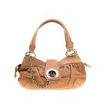 Tan quilted leather satchel with chain detail and circular logo clasp — Bally | Endless UAE