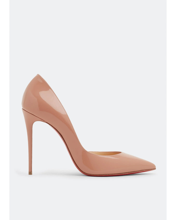 Nude patent leather pointed-toe pump with stiletto heel — Christian Louboutin | Endless UAE