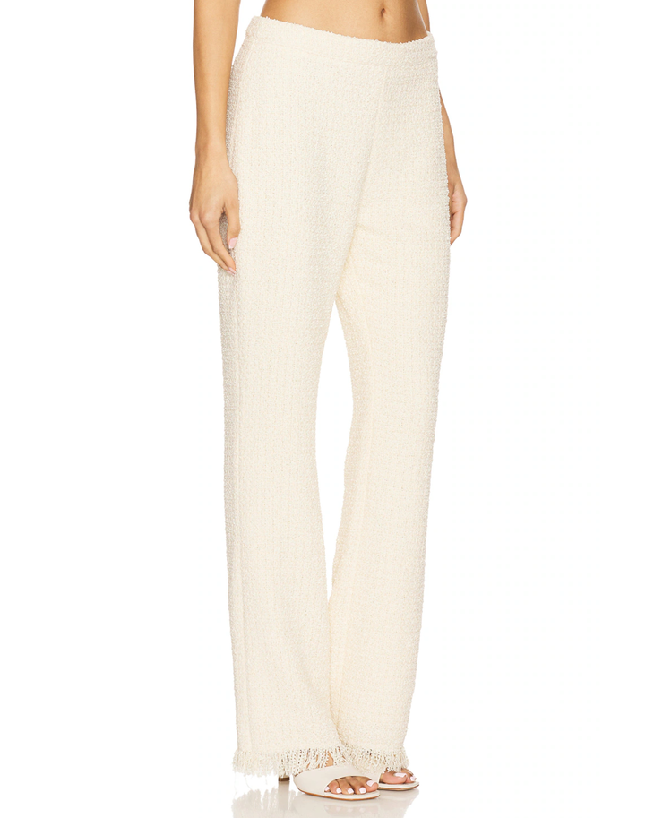 Cream boucle tank top and matching pants set with frayed hem details — SER.O.YA | Endless UAE