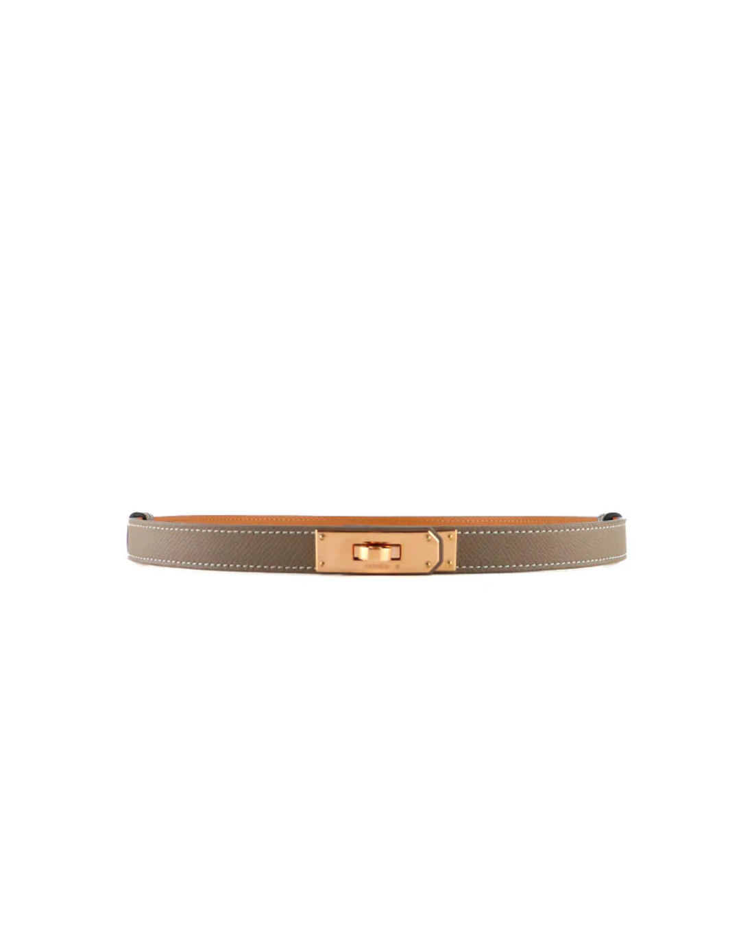 Hermes Kelly 18 belt in taupe leather with gold-toned buckle closure — Hermes | Endless UAE