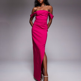 Bengaline Off Shoulder Ruched Waist