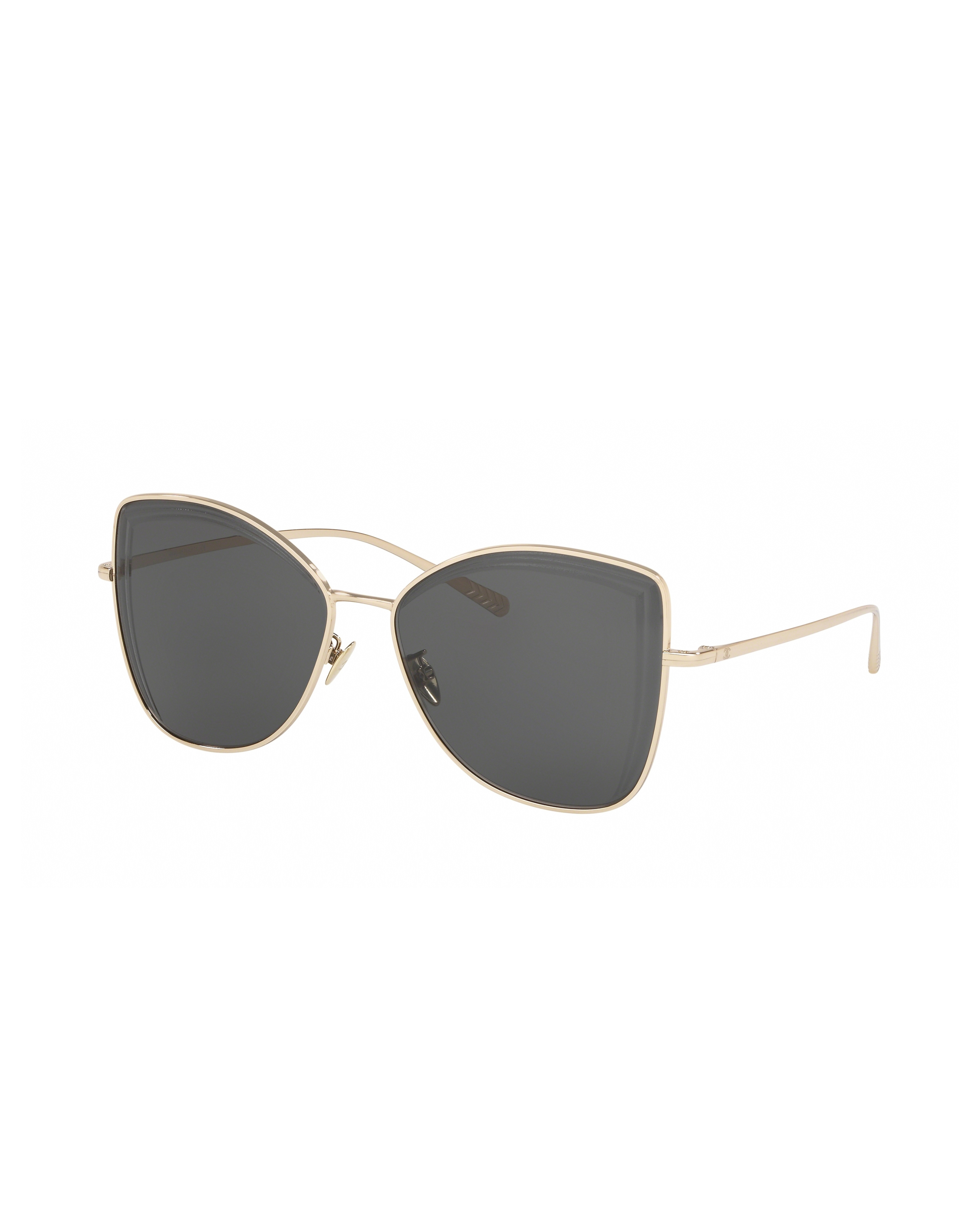 Gold cat-eye sunglasses with dark gray lenses and thin metal frames — Chanel | Endless UAE