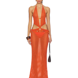 Crochet Bead Trim Maxi Dress