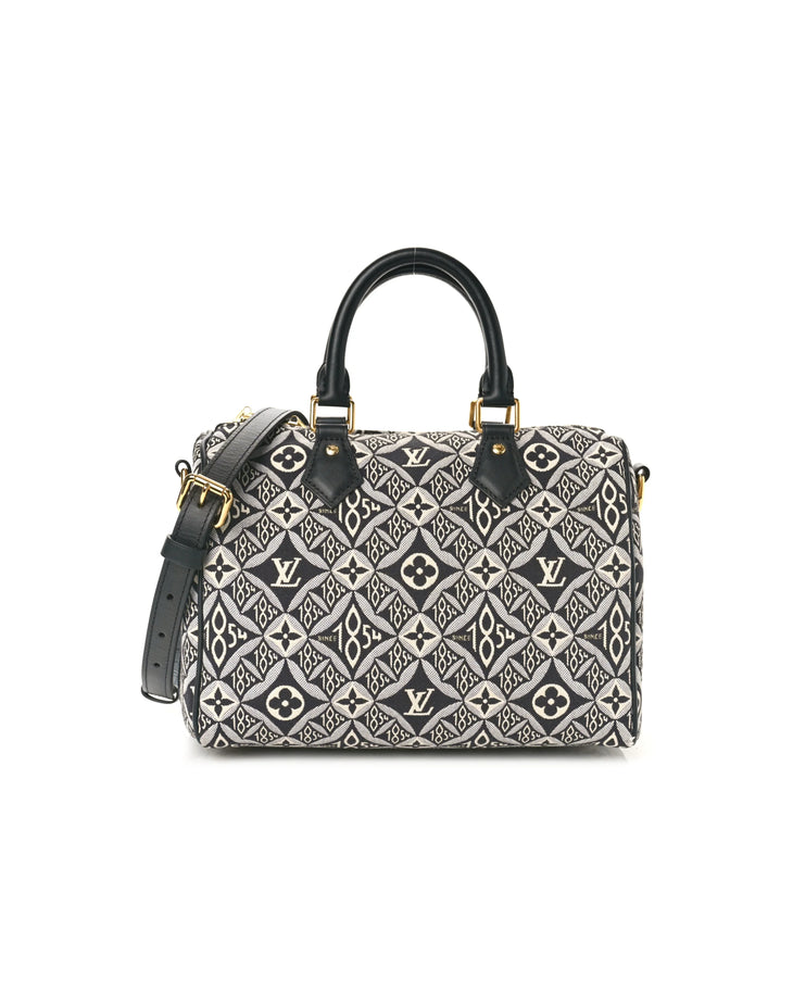 Louis Vuitton Since 1854 Speedy Bandouliere 25 handbag in black and grey jacquard with leather handles and strap — Louis Vuitton | Endless UAE