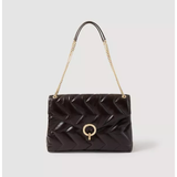 Black quilted leather shoulder bag with chain strap and gold ring closure — Sandro | Endless UAE