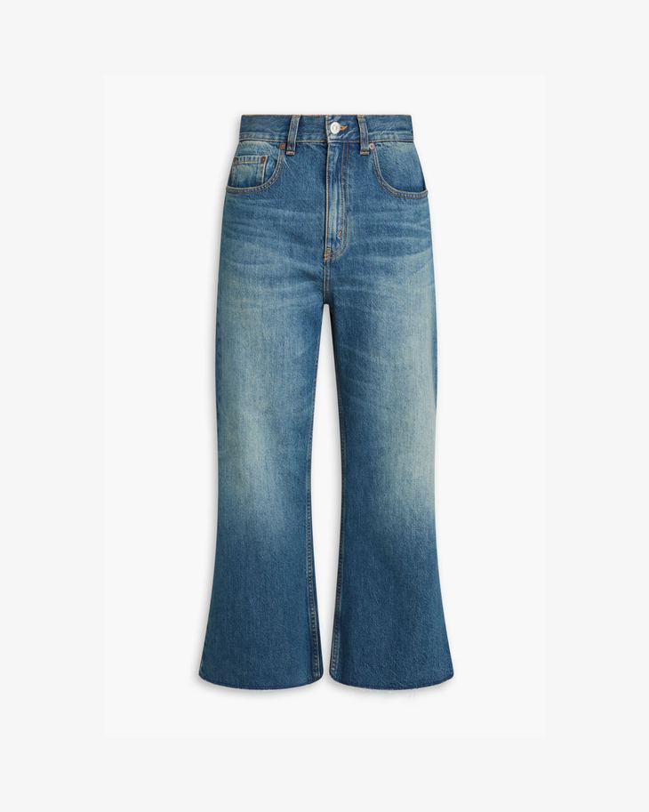 Cropped high-rise wide-leg jeans styled with black blazer and heels — Victoria Beckham | Endless UAE