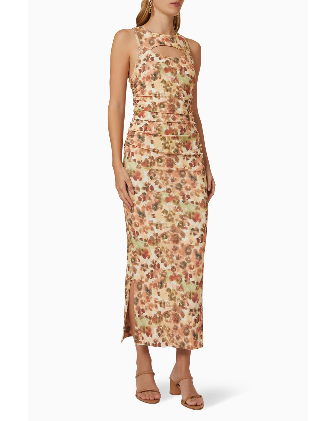 Rilo Midi Dress in floral print with cutout details and ruched waist — Nanushka | Endless UAE