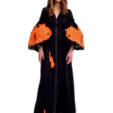 Lilies Sleeves Embroidered Cotton Caftan Maxi