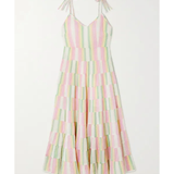 Sorrento Tiered Striped Cotton-Gauze Maxi Dress