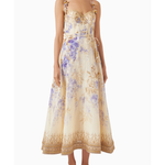 Floral print midi dress with sweetheart neckline and tie waist — Zimmermann | Endless UAE