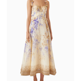 Floral print midi dress with sweetheart neckline and tie waist — Zimmermann | Endless UAE