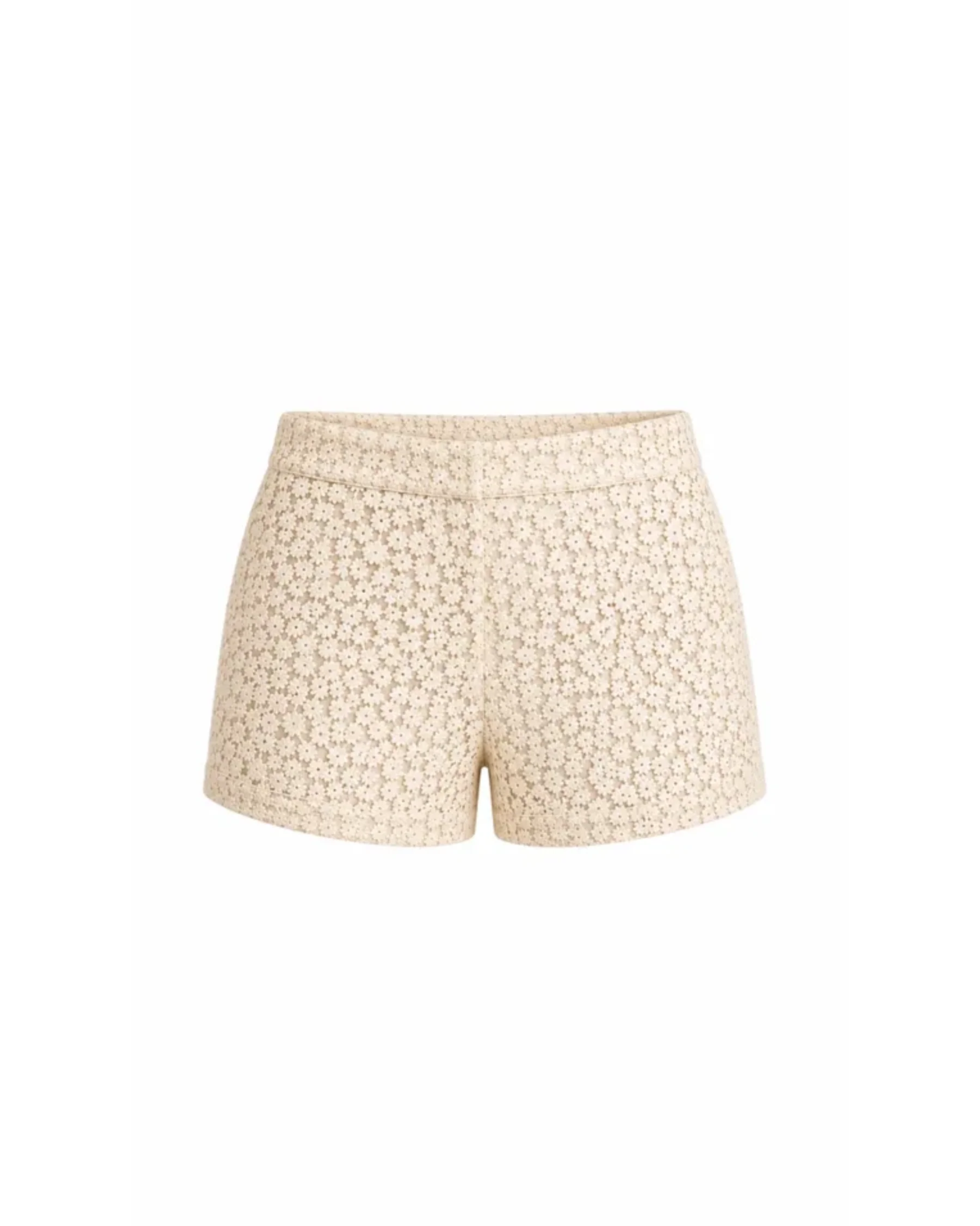 Cream sequined shorts with elastic waistband — Baicoz | Endless UAE