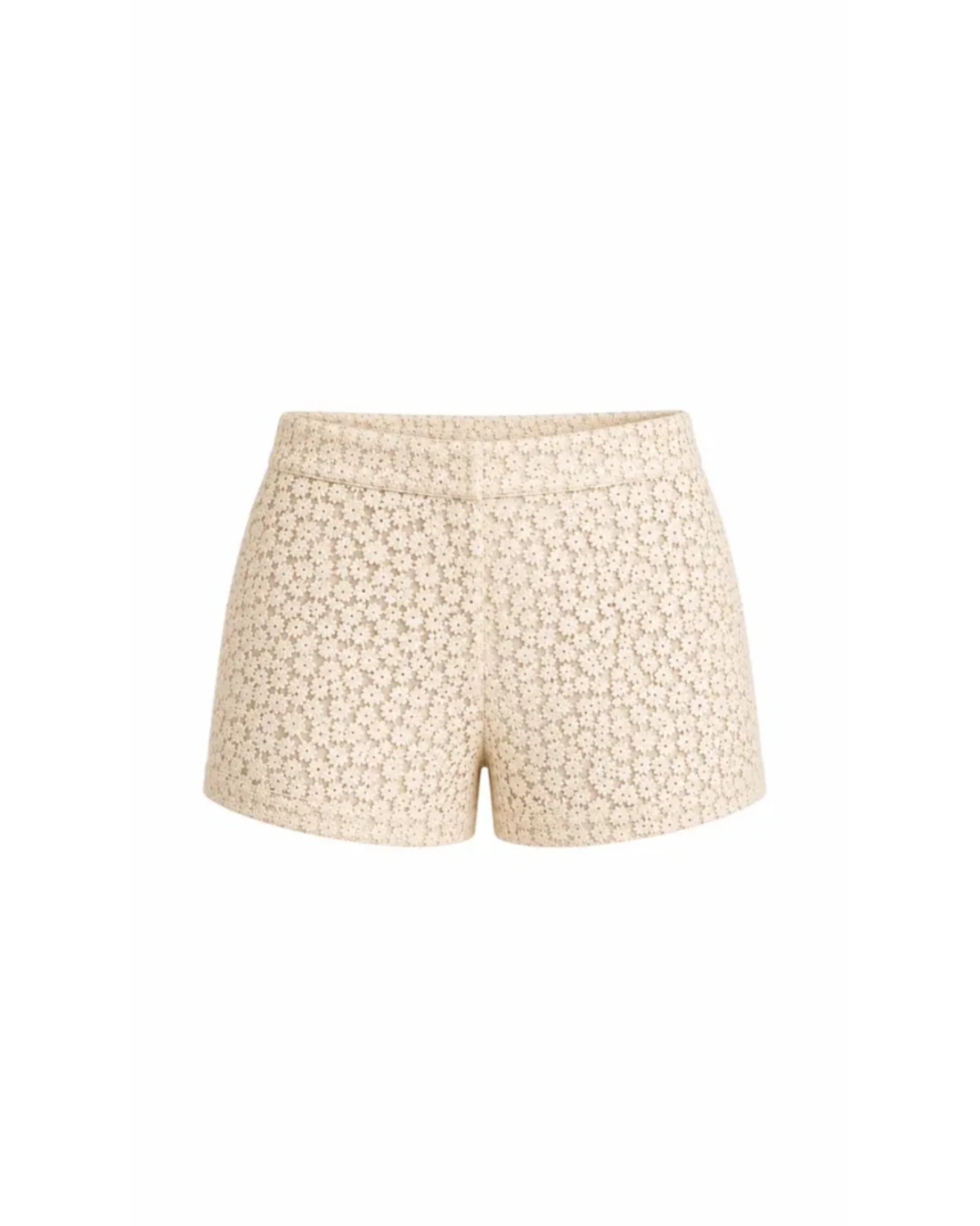 Cream sequined shorts with elastic waistband — Baicoz | Endless UAE
